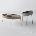 Mobile coffee table circular bedside bedroom iron desk